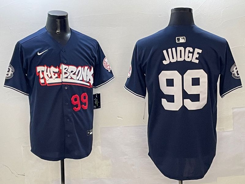 Men New York Yankees #99 Judge Drak Blue four generations Joint Name 2025 Nike MLB Jersey style 3
